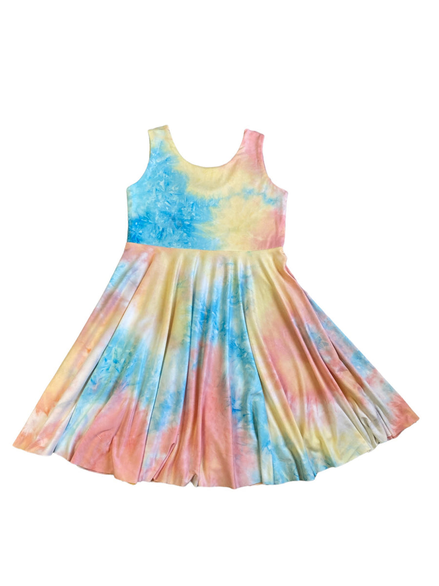 open lace back dress Kids Twirly Tank Dress in Pastel Tie Dye