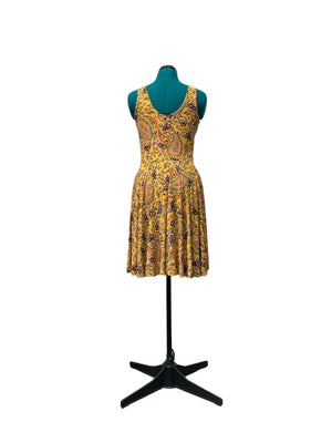 Adult Twirly Dress in Mustard Paisley, Sizes 0-30